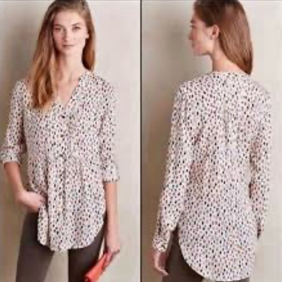 Anthropologie Maeve Womens Calia Pintuck Printed Tunic blouse. Size 6. EUC - Picture 2 of 12